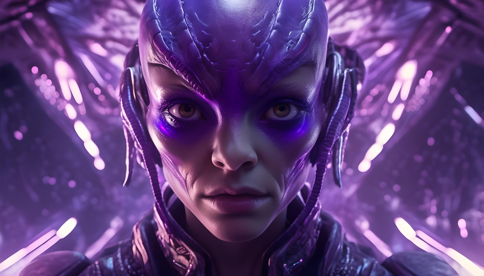 Beautiful Alien Woman with Universe Eyes