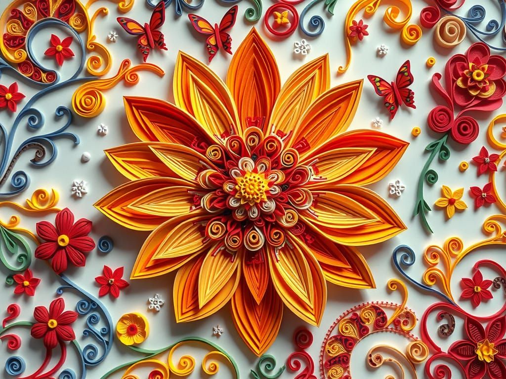 Whimsical Quilling Artwork Blooms with Color and Texture