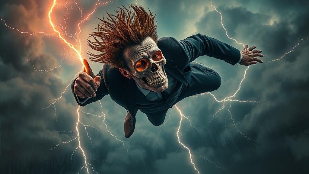 Man Plummets Through Storm Clinging to Lightning