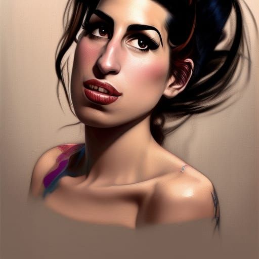 Amy Winehouse Portrait in Art Nouveau Style
