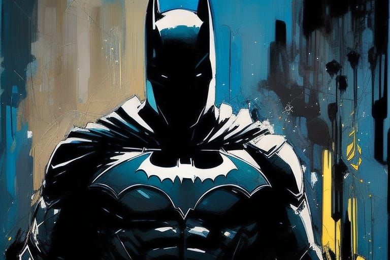 Cartoon Batman Portrait in Oil with Glowing Eyes