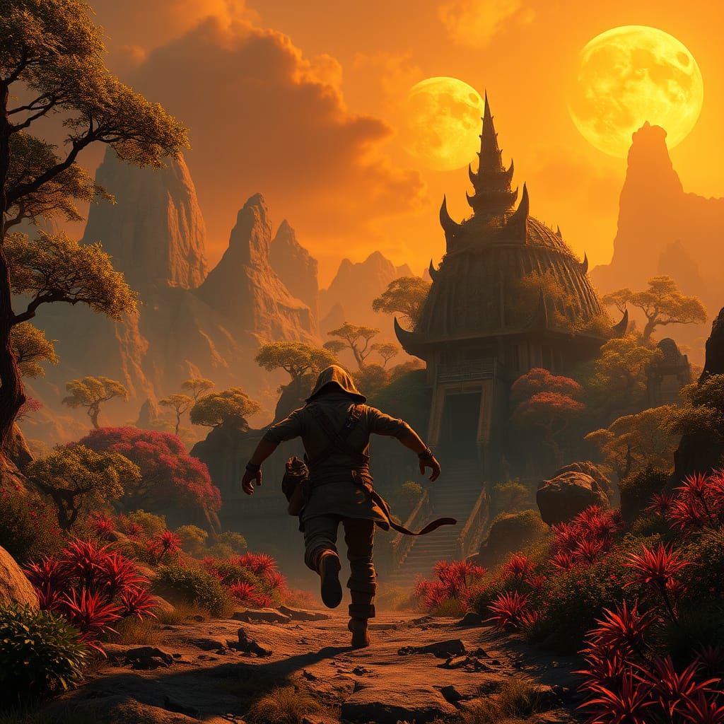 Sigma Fleeing to Skibiti Hideout in Dazzling, Alien Landscap...