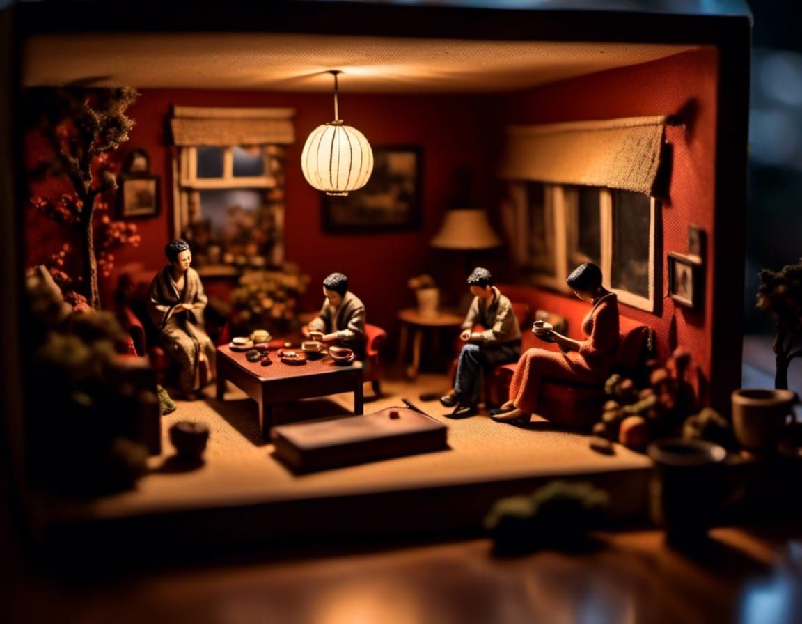 Diorama of Love and Loss in Warm Tones