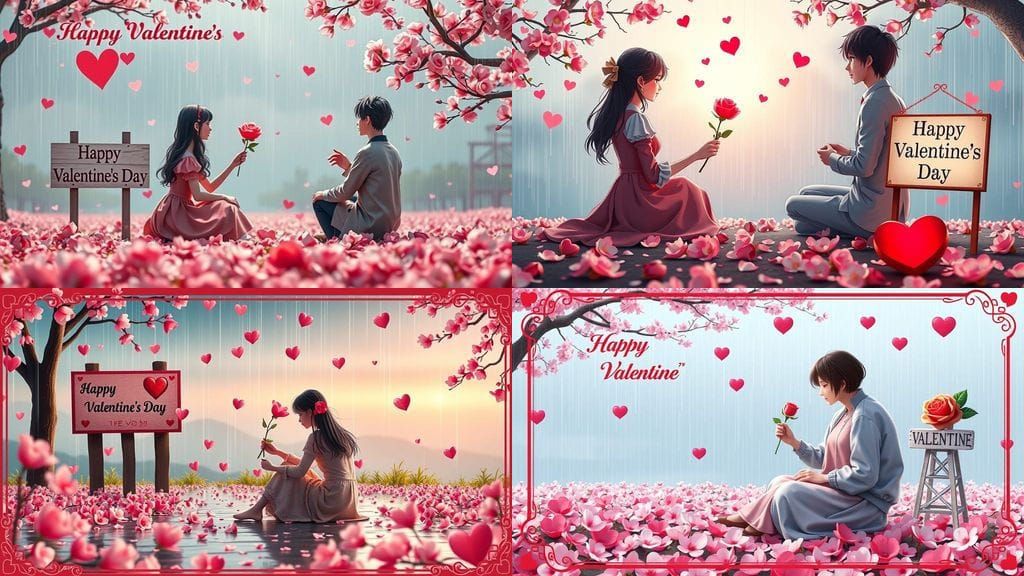 A Victorian-Inspired Valentine's Day Card with Cherry Blosso...