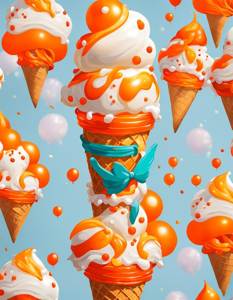 Orange Fairy with Ice Cream Balloon