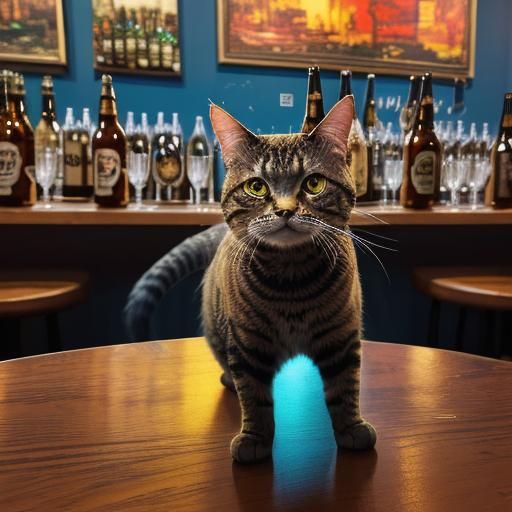 Cat at Oktoberfest in Surrealist Expressionism Style