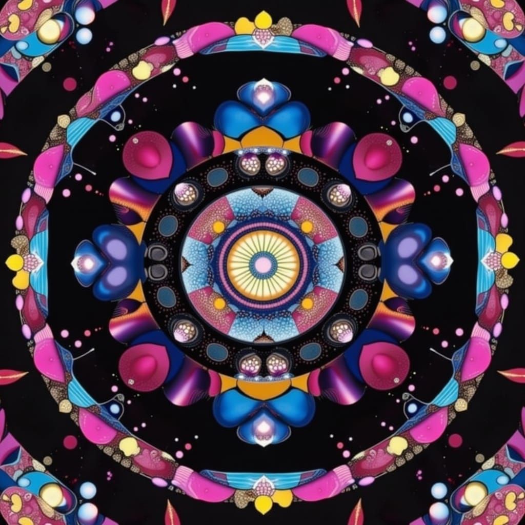 Kaleidoscopic Vortex Garden in Psychedelic Style