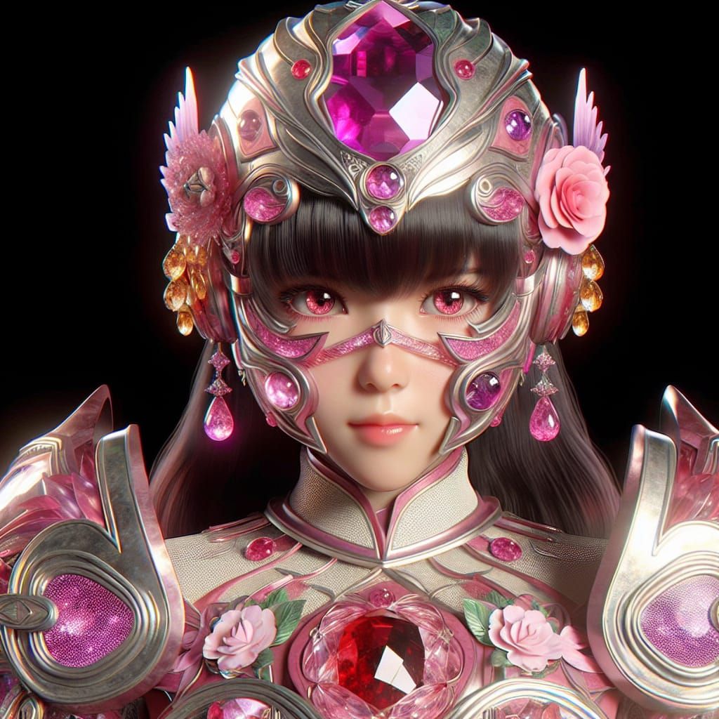 18 year old Vietnamese woman with bangs as the gemstone crys...