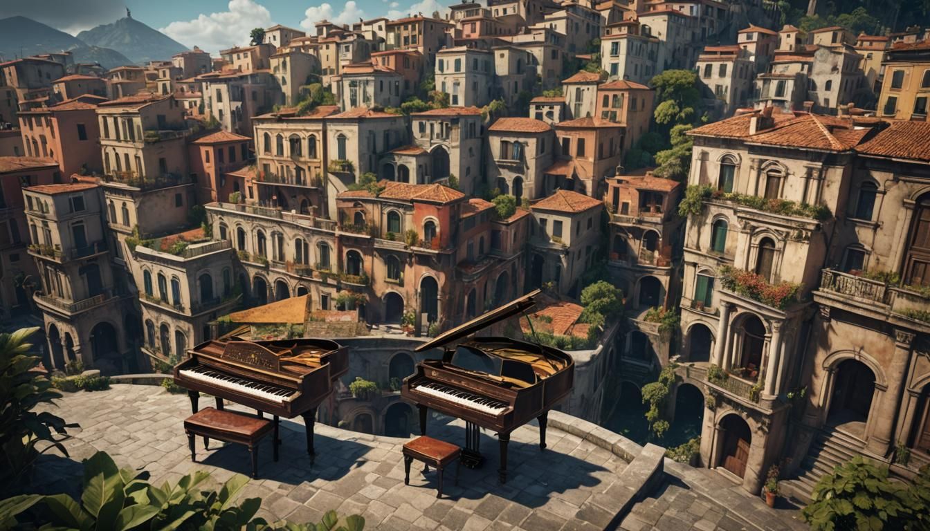 Piano in Naples: Detailed Matte Painting