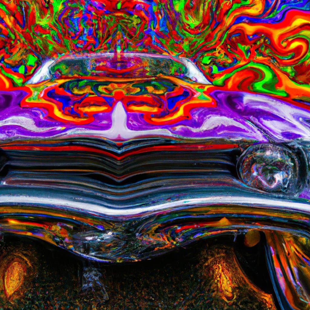 Psychedelic Road Runner Car in Hyperdetailed View