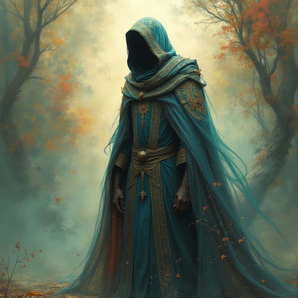 Mystical Figure in Ethereal Landscape