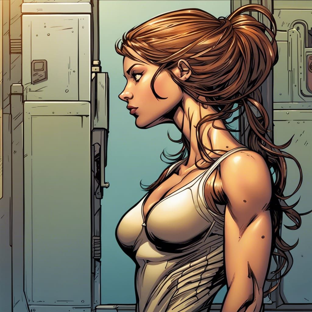 Comic Book Art of a Fit Woman in Profile