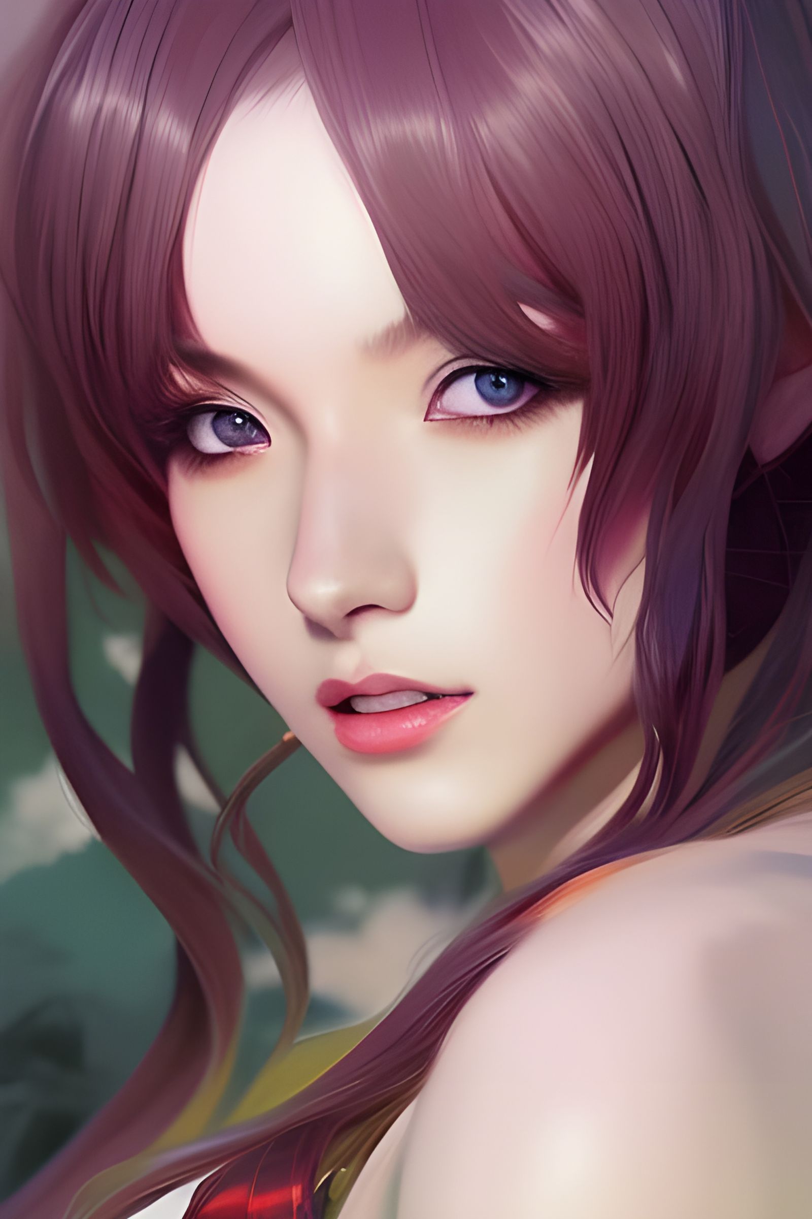 Anime Rabbit Girl with Big Red Eyes