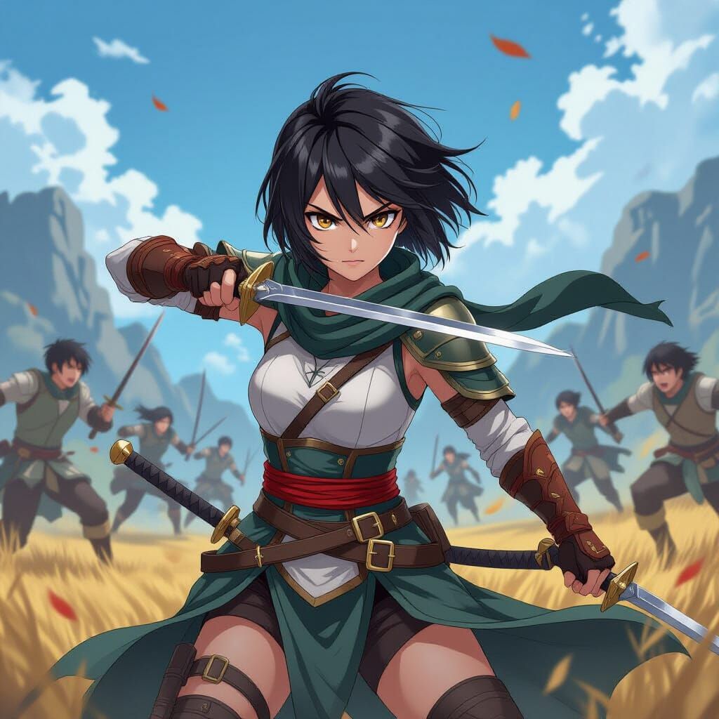 Anime Warrior on Battlefield