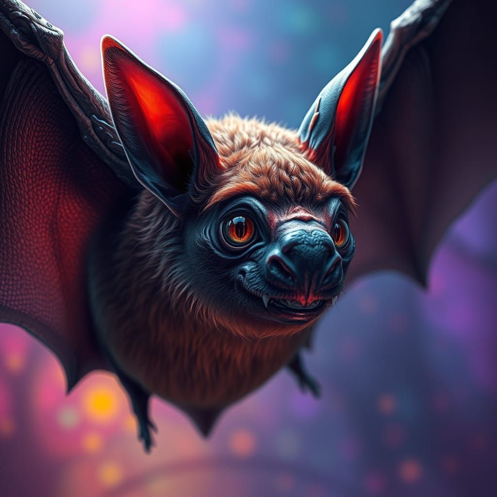 close up of a spectral bat Hyperrealistic, splash art, concept art, mid shot, intricately detailed, color depth, dramati...
