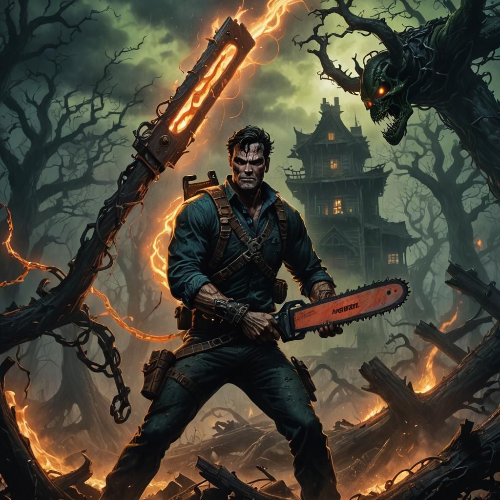 Dark Fantasy Ash Williams with Venom Chainsaw