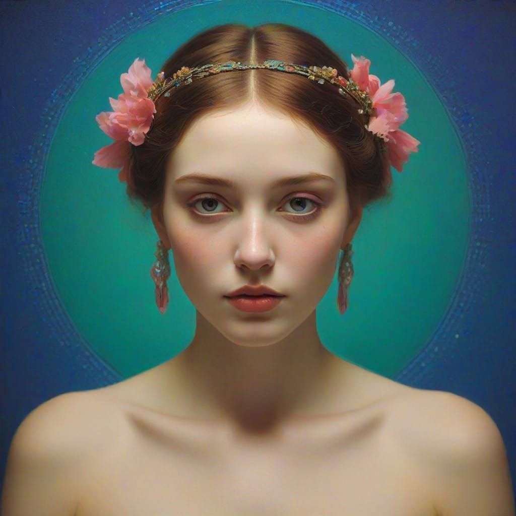 Sacred Geometry Visionary in Glowing Cosmic Ether