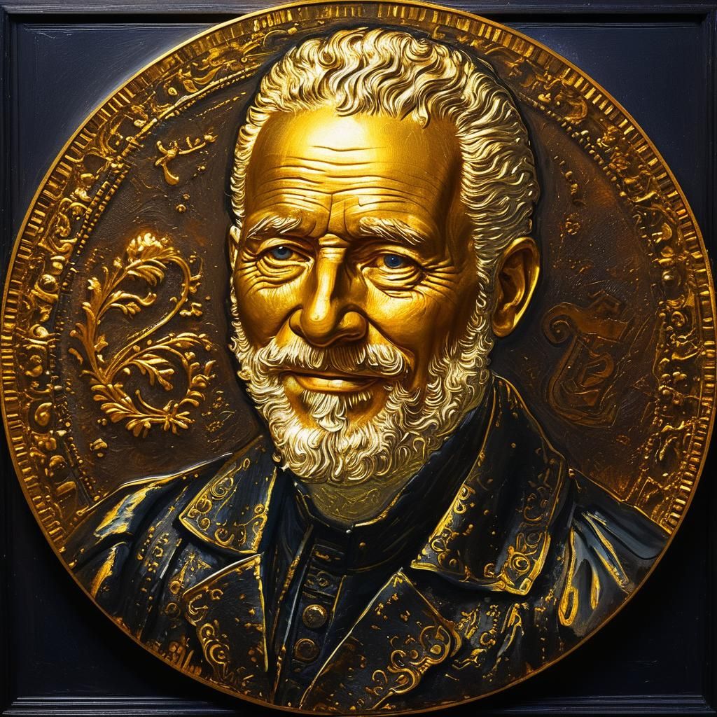 Ornate Gold Coin Portrait in Dutch Masters Style