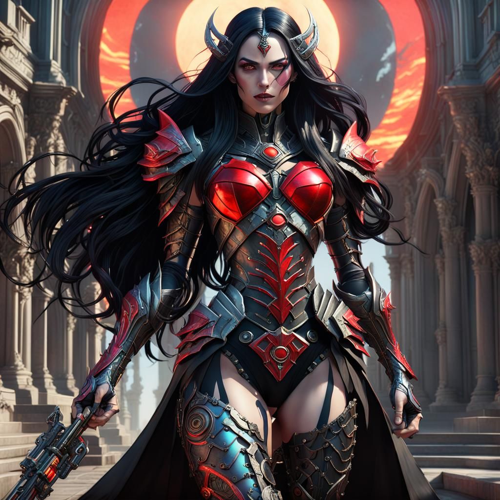 Gothic Fairy in Cyber Armor with Oversized Key