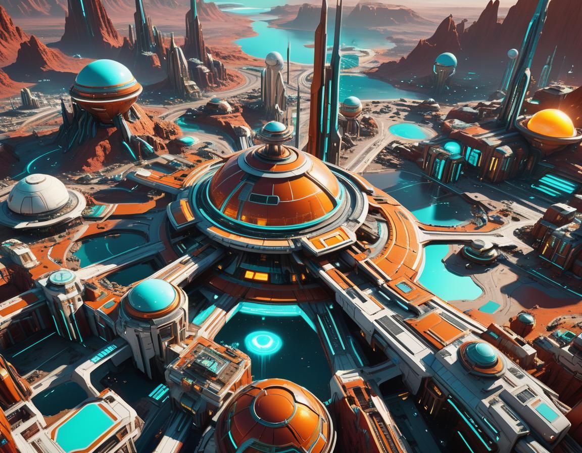 Exoplanet Spaceport City with Gravitational Anomaly