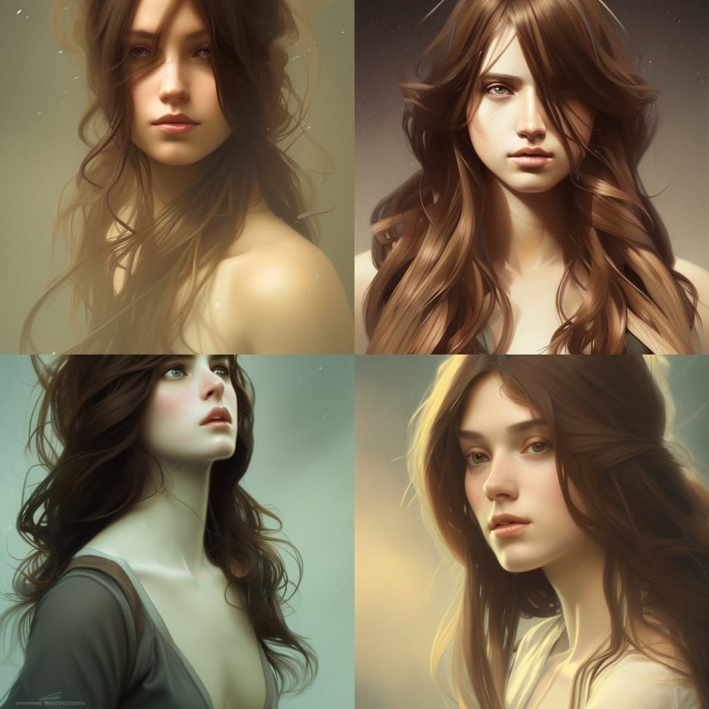 Detailed Portrait of a Brown-Haired Girl