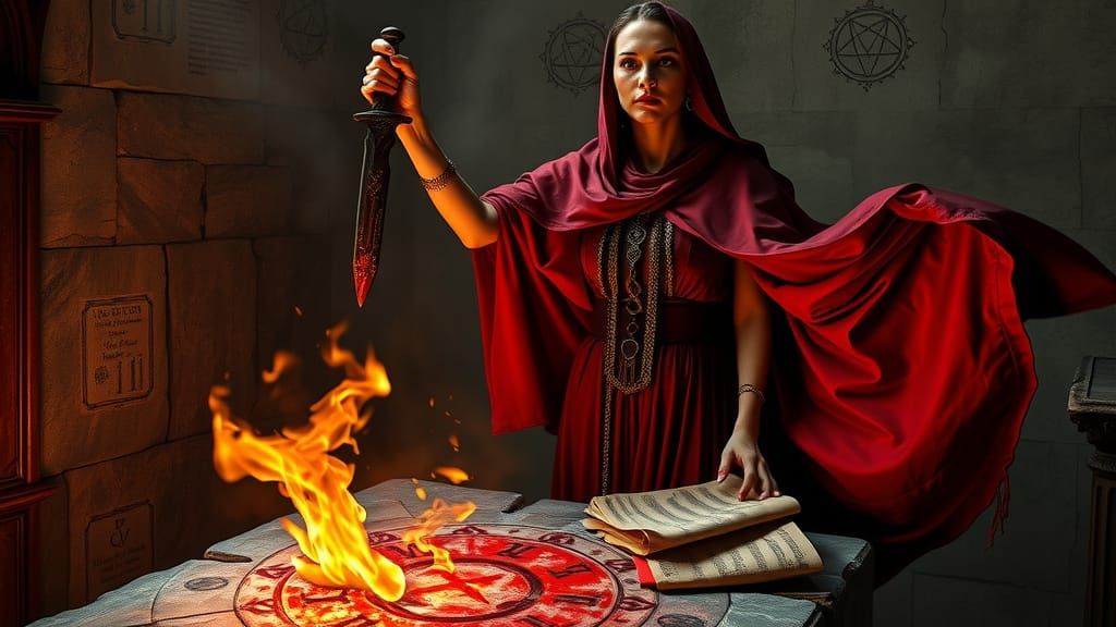 Medea with Crimson Dagger, Gothic Art