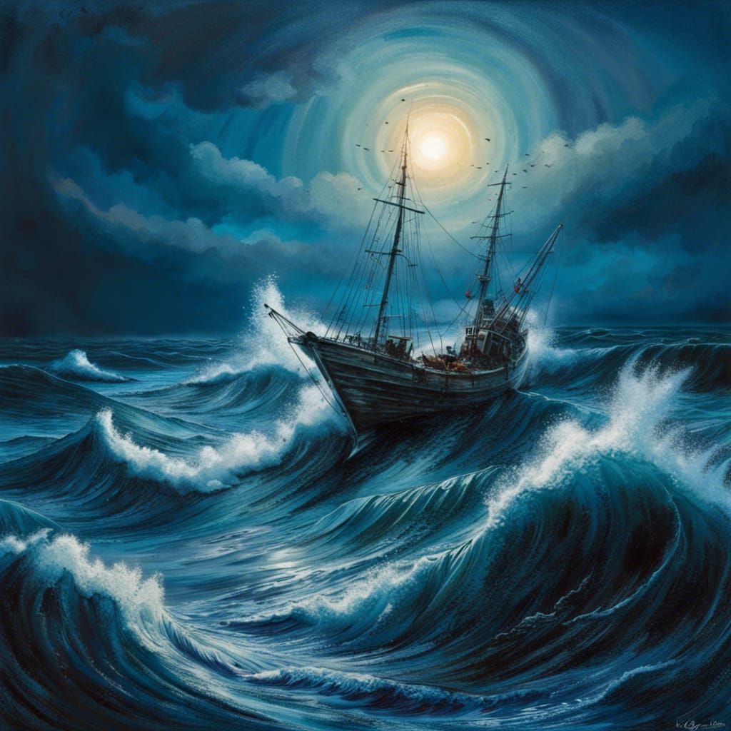 Epic Sci-Fi Moonscape in Blue Haze