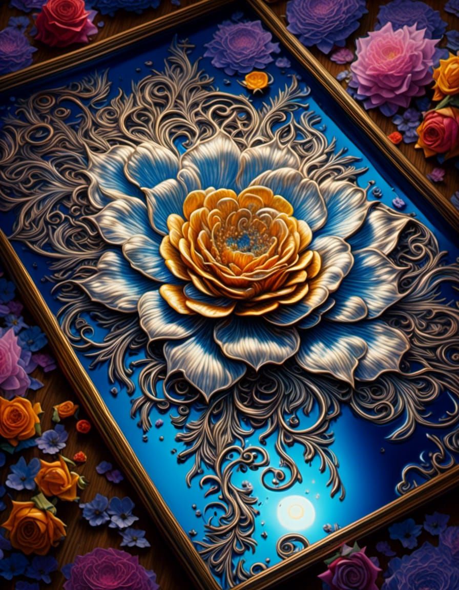 Liquid Metal Flowers Under Moonlight in Kinetic Style