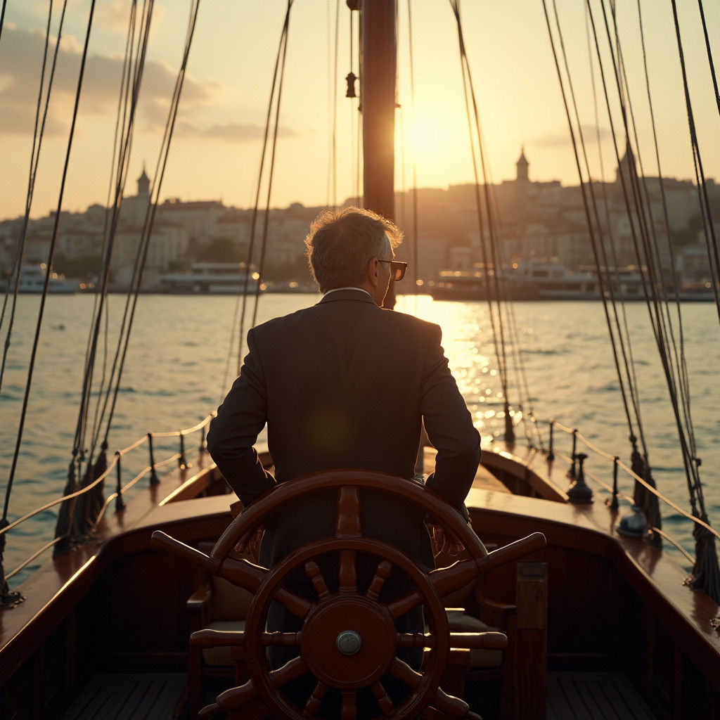 Bosphorus Boatman at Dusk: A Cinematic Journey