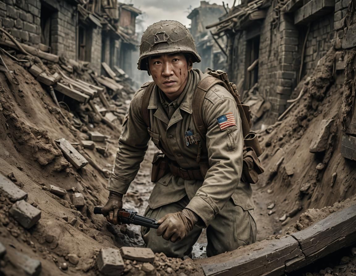 Jackie Chan as WWI Soldier: Detailed Matte Painting
