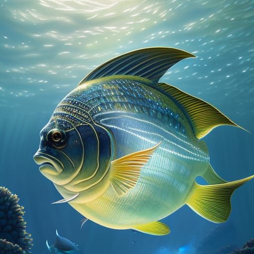 Ocean Sunfish in Sparkling Sea: Digital Art