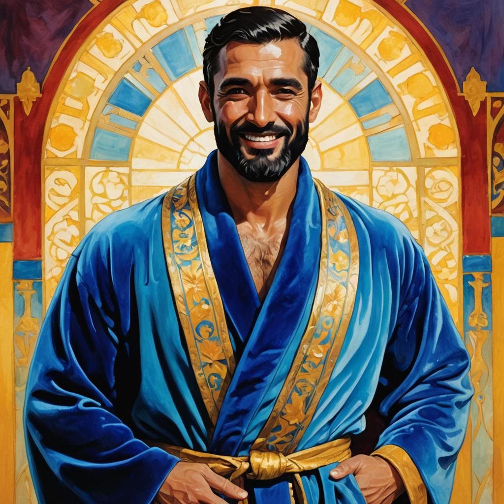 Art Nouveau Portrait in Velvet and Stained Glass