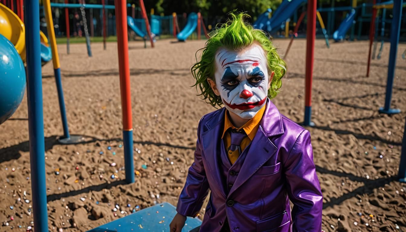 Toddler as Joker: Vivid Playground Photo