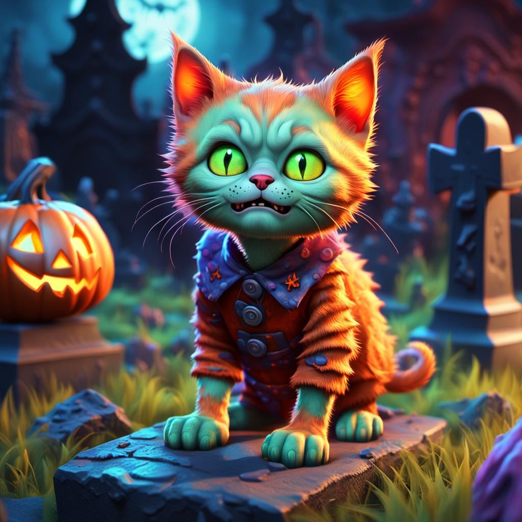 Ginger Kitten Zombie Costume in Pixar Style