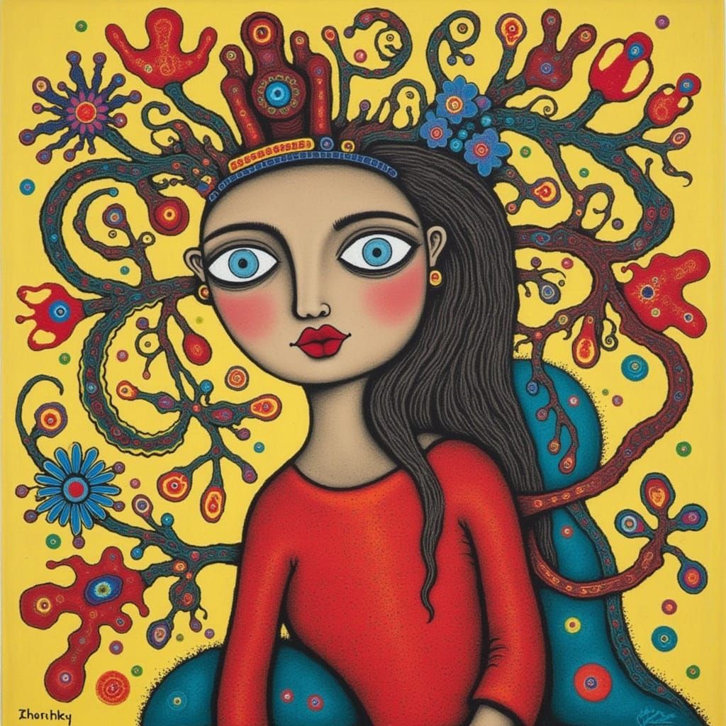 Colorful Twisted Tree in a Fantasy Landscape