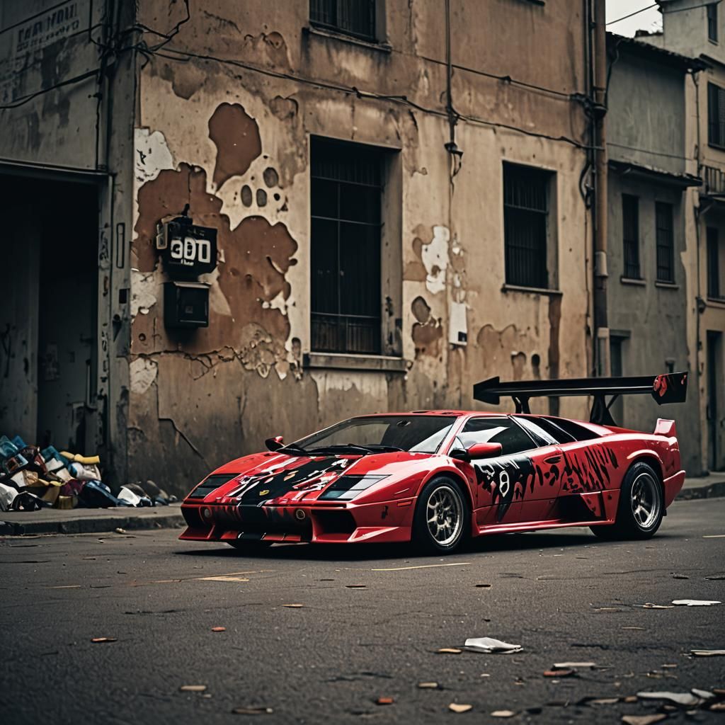 Lamborghini Diablo with Trash Polka Paint Job