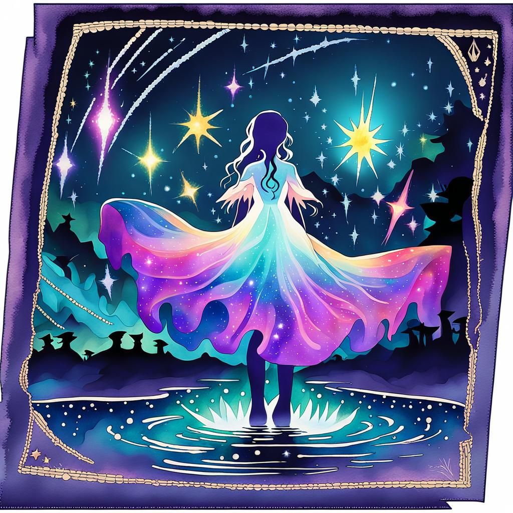 Cosmic Silhouette: Fantasy Art in Anime Style