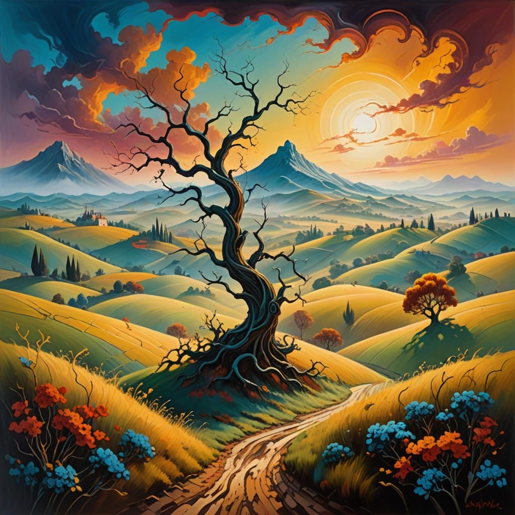 Dreamlike Landscape in Vibrant Oil Painting Style