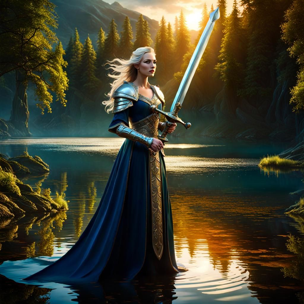 Lady of the Lake Excalibur Dark Fantasy Art