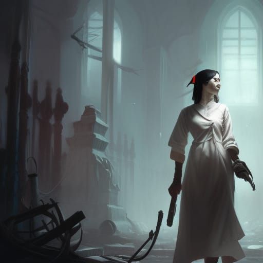 Scary Nurse in Dark Fantasy Style