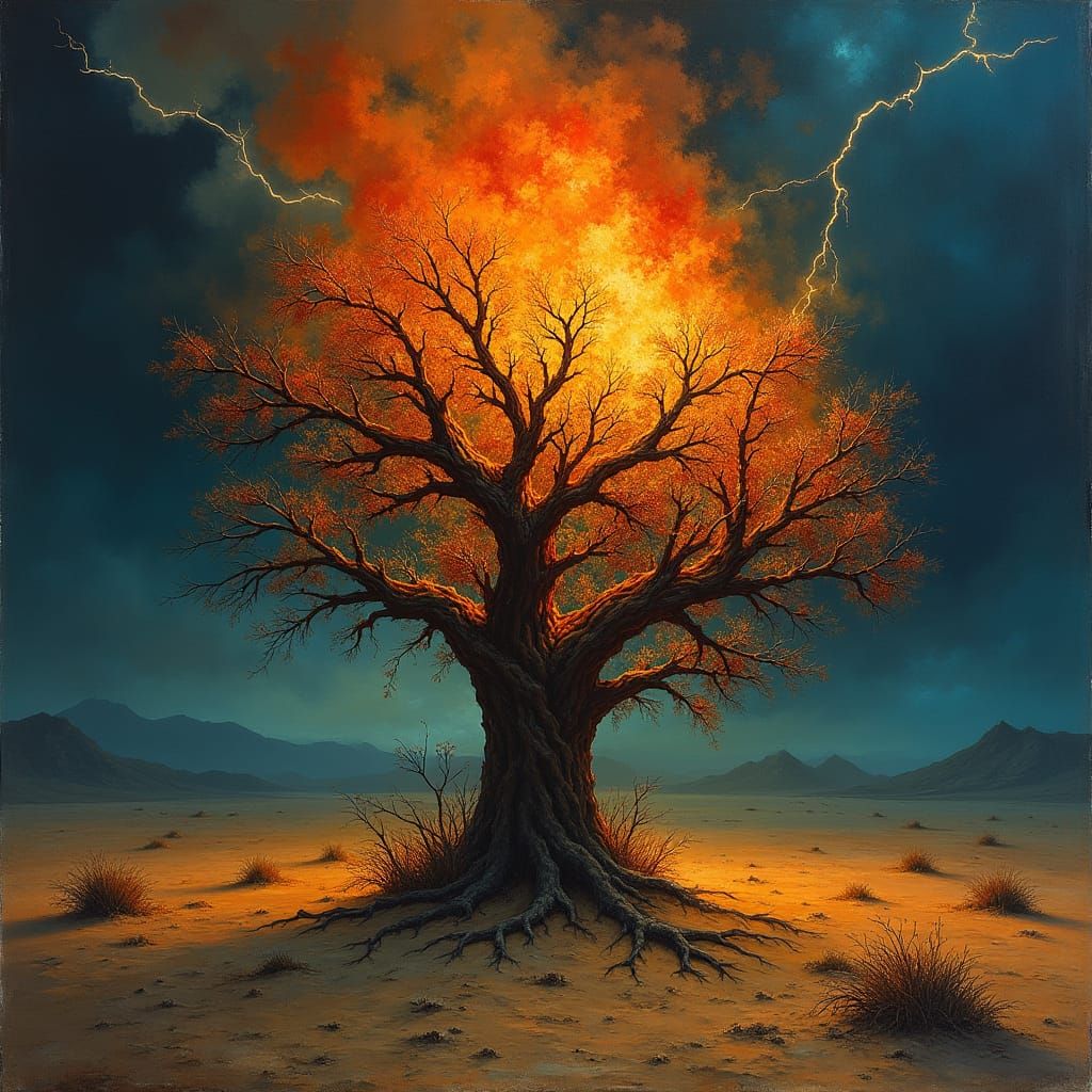 Burning Bush in Style of Romantic Landscape