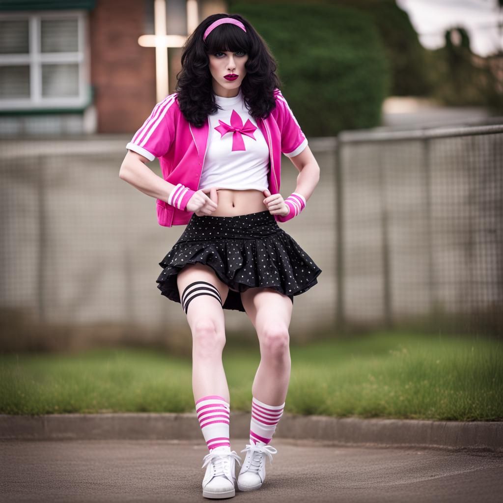Cross Dressers Dancing Romantically in Schoolgirl Outfits