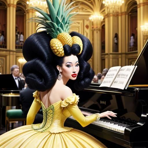 Glamorous Avant-Garde Fashionista Performs on Retro Futurist...