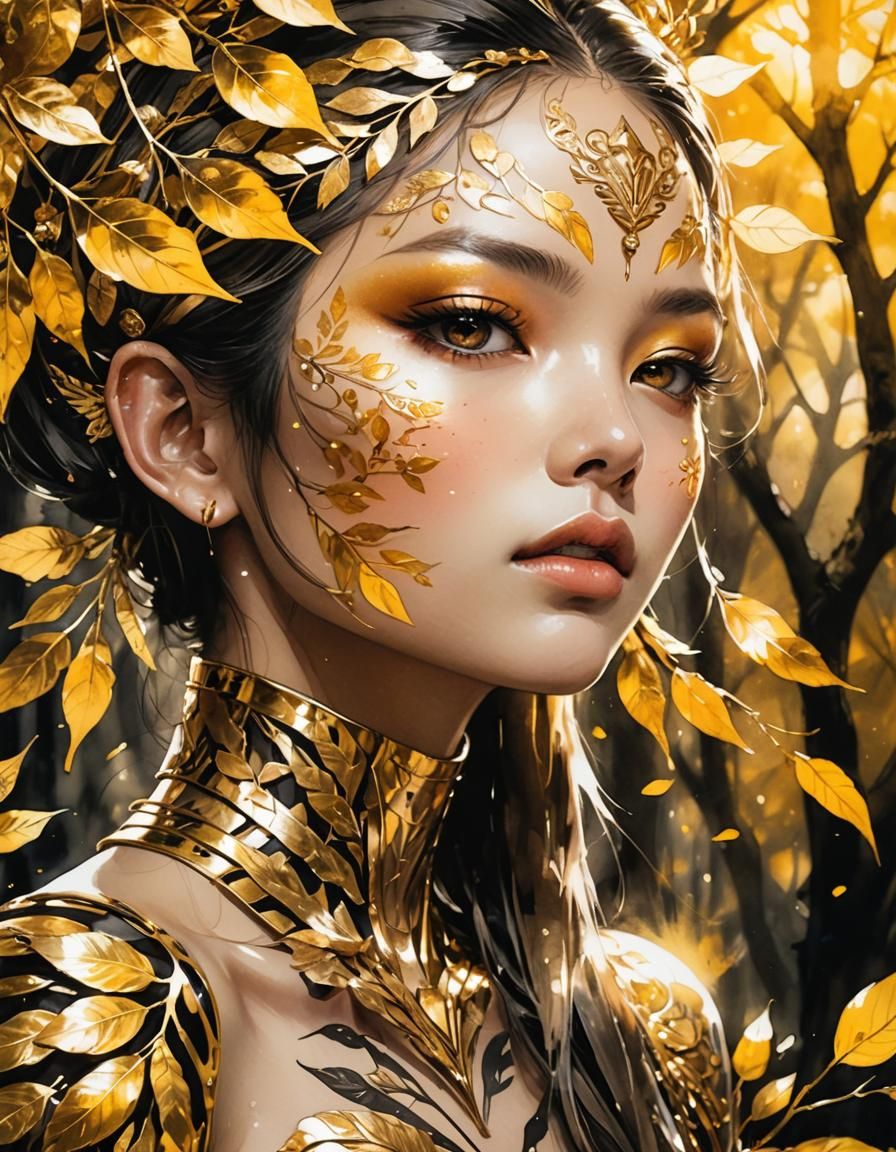 Golden Winged Beauty in Fairytale Forest