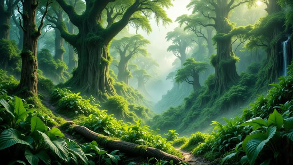 Dramatic Rainforest Landscape in Hyperrealistic Style