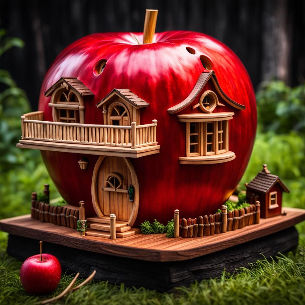 Cozy Apple Fairy House with Mouse Family