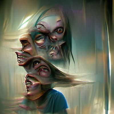 Sinister Warped Faces in Dark Fantasy Style