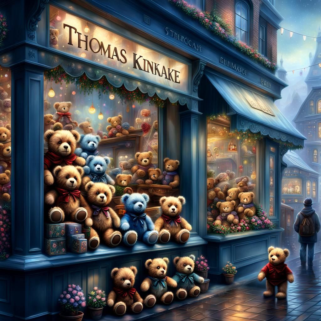 Cinematic Teddy Bears in a Shop Window