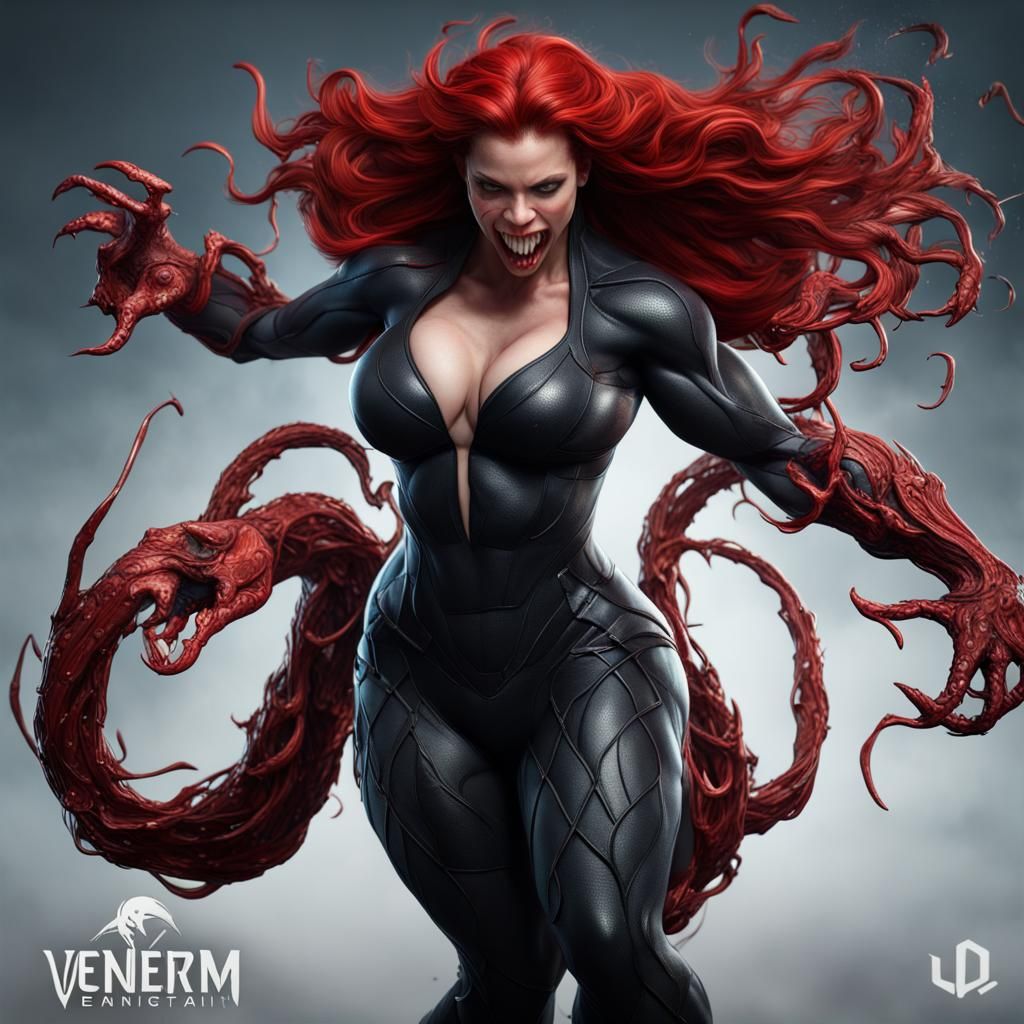 Realistic Portrait of a Woman as Venom