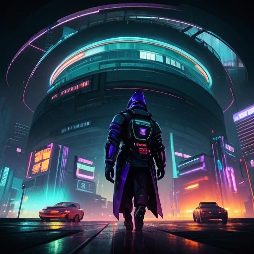 Retro-Futuristic ATM in Abandoned Cityscape